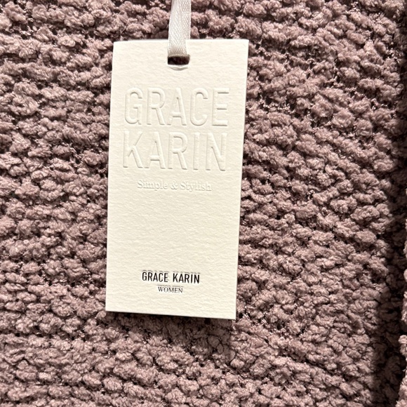 NWT Grace Karin Women's Mauve Open Front Cardigan with pockets - Picture 3 of 4